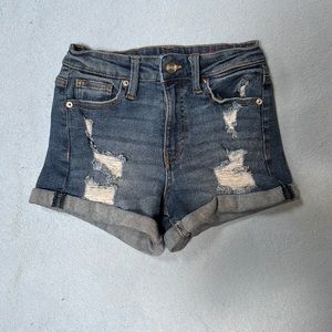 Ripped jean shorts